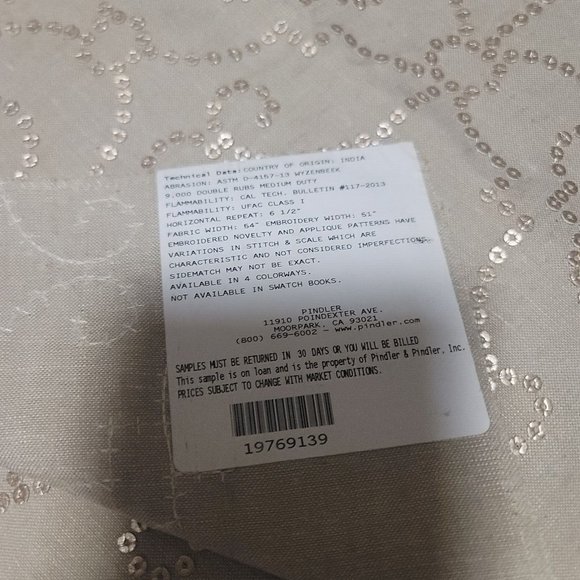 6 13×17 Pindler Embellished Linen Blend 6019 Debonair For Crafts Trim Totes - Picture 6 of 6